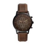 Fossil Hybrid Smartwatch HR Collider Dark Brown Leather and Rubber Logo Printed
