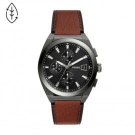 Fossil Everett Chronograph Amber Leather Watch Logo Printed