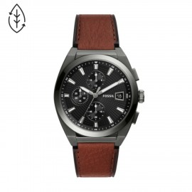 Fossil Everett Chronograph Amber Leather Watch Logo Printed