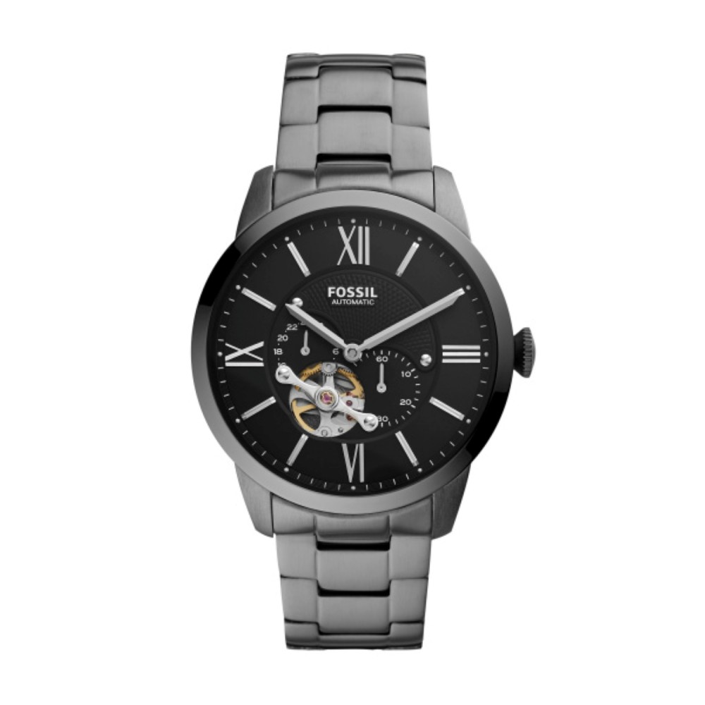 Fossil Townsman Automatic Smoke Stainless Steel Watch Custom Imprinted