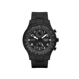 Fossil Hybrid Smartwatch Retro Pilot Dual-Time Black Stainless Steel Logo Printed  Fossil Hybrid Smartwatch Retro Pilot Dual-Time Black Stainless Steel Logo Printed