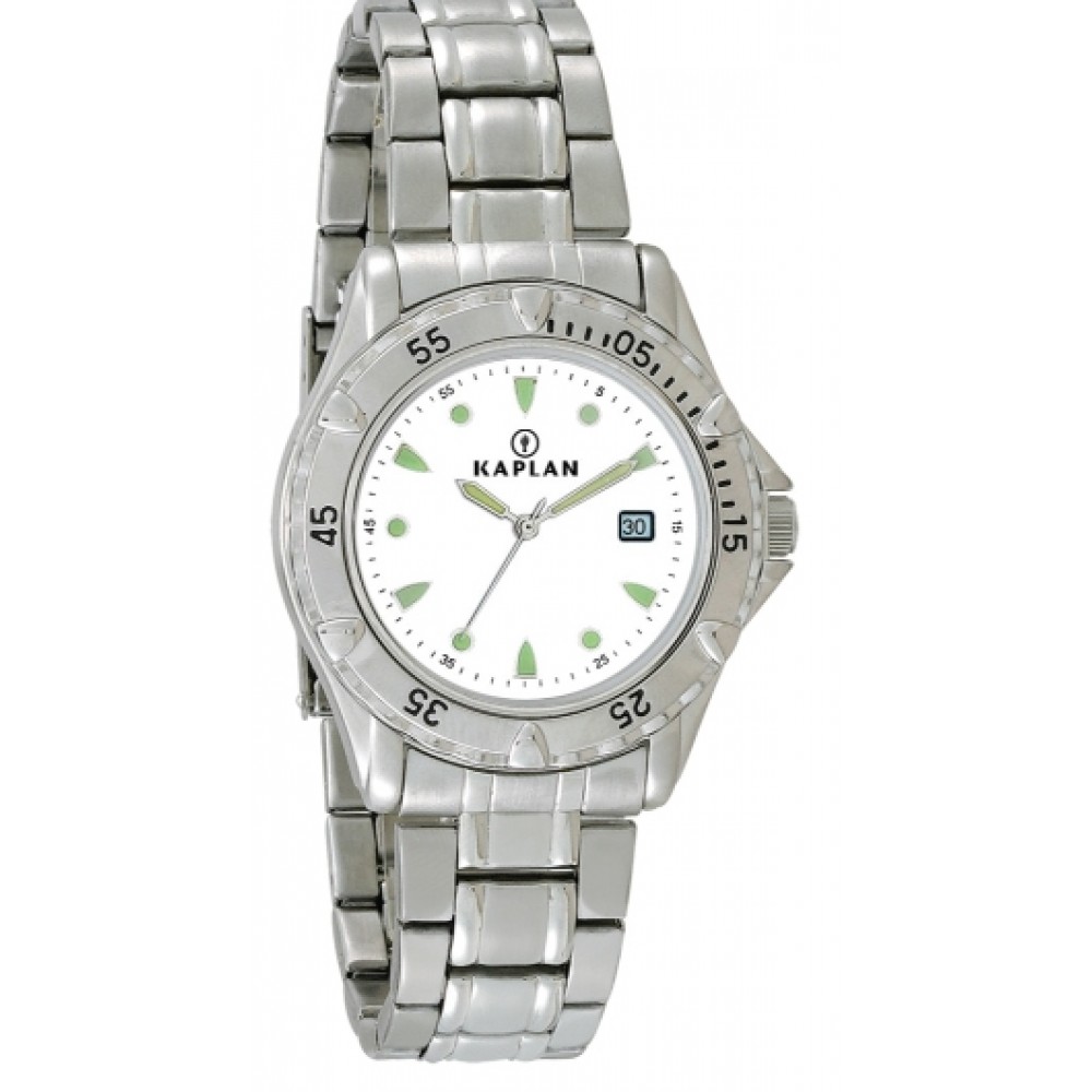 Custom Imprinted Men's Royale Steel Bracelet Watch W/ White Dial Custom Imprinted Men's Royale Steel Bracelet Watch W/ White Dial
