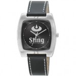Men's Quality Leather Strap Square Watch With Black Dial Custom Imprinted