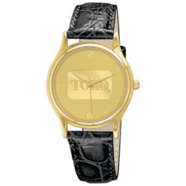Men's Brass Case Watch With Leather Strap And Gold Mirrorcraft Dial Branded