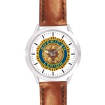 Custom Imprinted Unisex Brown Leather Band Watch