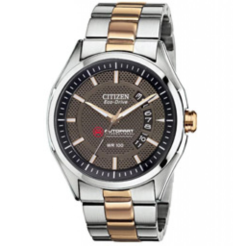 Citizen Eco-Drive Men's Stainless Steel Watch W/ Rose Gold Accents from Pedre Custom Imprinted Citizen Eco-Drive Men's Stainless Steel Watch W/ Rose Gold Accents from Pedre Custom Imprinted