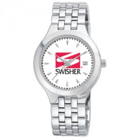 Men's Elegant Silver Bracelet Watch With Date Logo Printed