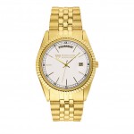 Men's Pedre 5th Avenue Gold-Tone Watch with White Dial Logo Printed