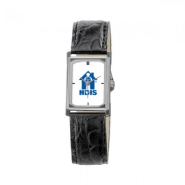 Logo Printed Watch with rectangle shape bezel and dial - Silver  Logo Printed Watch with rectangle shape bezel and dial - Silver