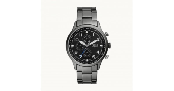 Custom Imprinted Fossil Retro Pilot Chronograph Smoke Stainless Steel Watch Bravamarketing Men s Watches