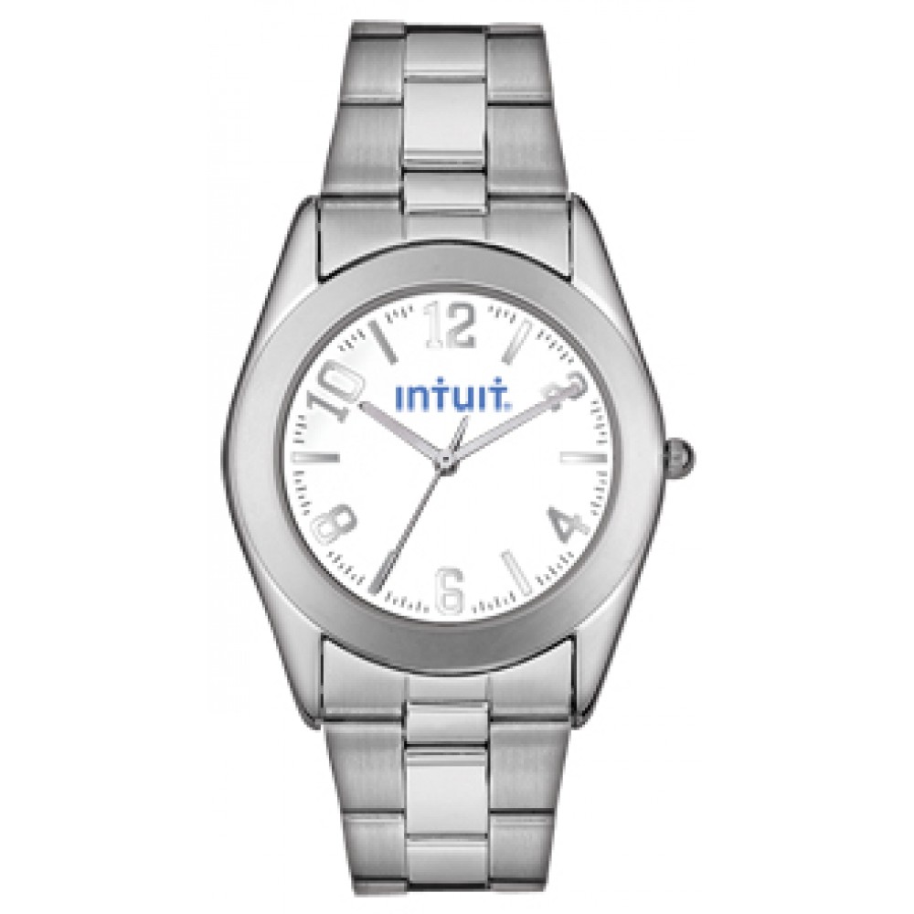 Men's Pedre Warwick Stainless Steel Bracelet Watch W/ White Dial Branded Men's Pedre Warwick Stainless Steel Bracelet Watch W/ White Dial Branded