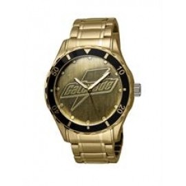 Logo Printed Selco Geneve Men's Canvas Medallion Gold Watch  Logo Printed Selco Geneve Men