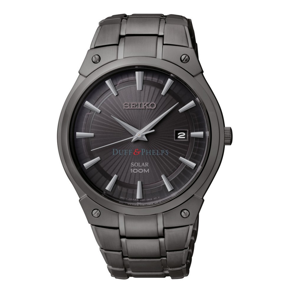 Branded Seiko Men's Solar Black Ion Stainless Steel Dress Bracelet Watch Branded Seiko Men's Solar Black Ion Stainless Steel Dress Bracelet Watch