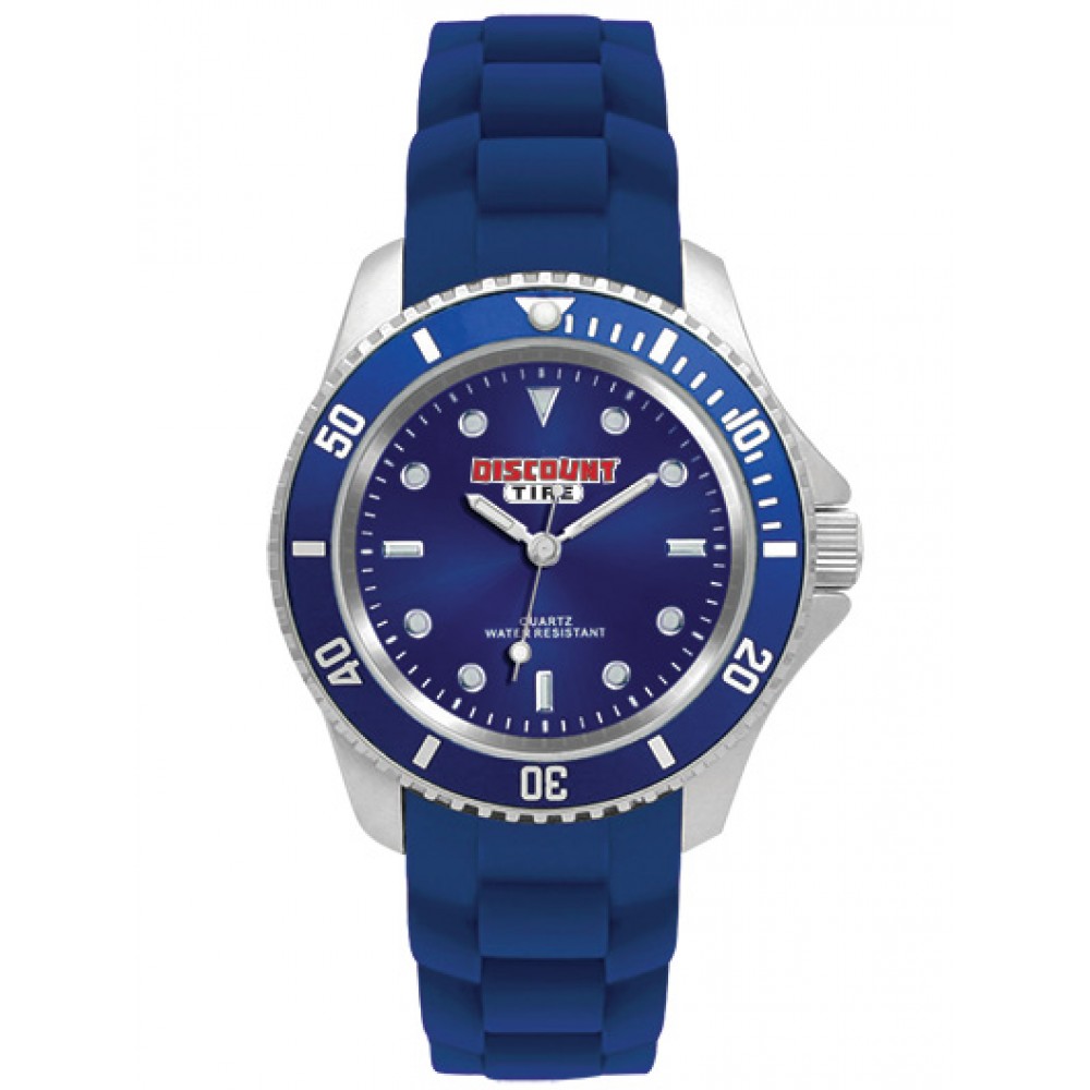 Logo Printed Pedre Unisex Sport watch with blue dial and blue silicon strap Logo Printed Pedre Unisex Sport watch with blue dial and blue silicon strap