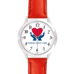 Unisex Red Leather Band Watch Branded