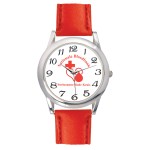 Custom Imprinted Men's Red Leather Strap Watch