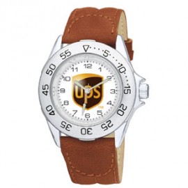 Logo Printed Men's Sport Watch With Brown Strap  Logo Printed Men