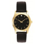 Bulova Ladies' Corporate Collection Black Leather Strap, Black Diamond Dial Custom Imprinted