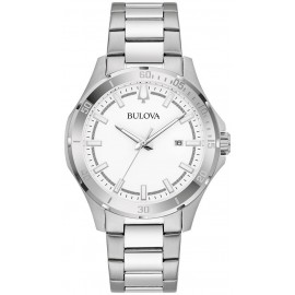 Bulova Men's Corporate Collection Silver-tone Bracelet Watch, White Dial Logo Printed