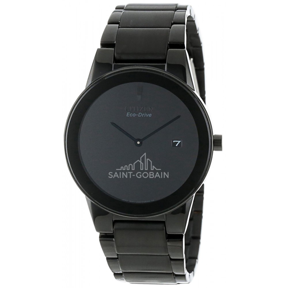 Logo Printed Men's Citizen Eco-Drive Axiom Watch (Black)