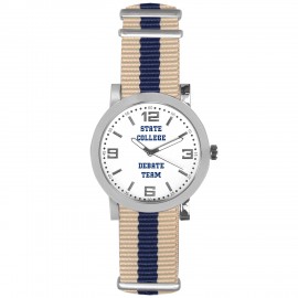 Pedre Spirit Sport Watch (Khaki Beige/Navy Blue Stripe) Logo Printed  Pedre Spirit Sport Watch (Khaki Beige/Navy Blue Stripe) Logo Printed