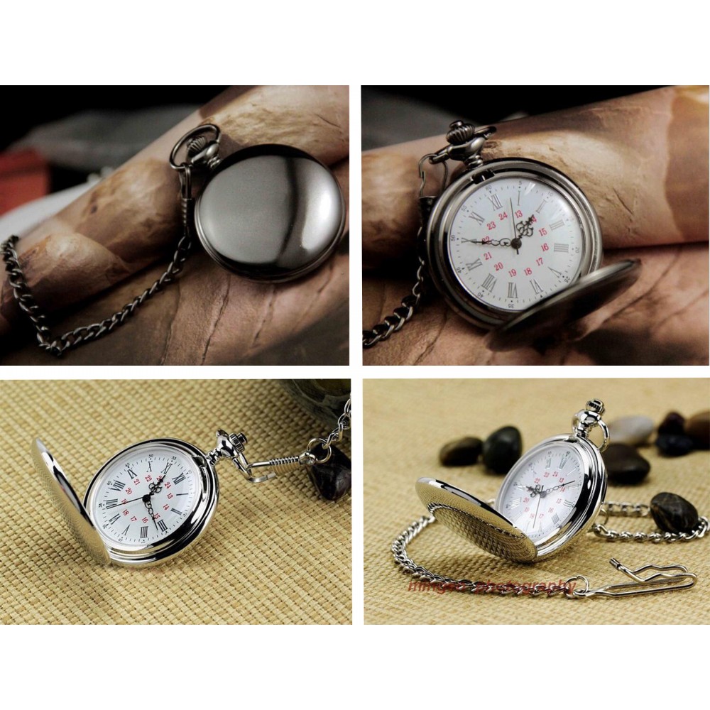 Custom Imprinted Classic Smooth Pocket Watch with Chain Custom Imprinted Classic Smooth Pocket Watch with Chain