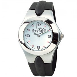 Custom Imprinted Men's Sports Series Watch w/Silver Case & Rubberized Band  Custom Imprinted Men