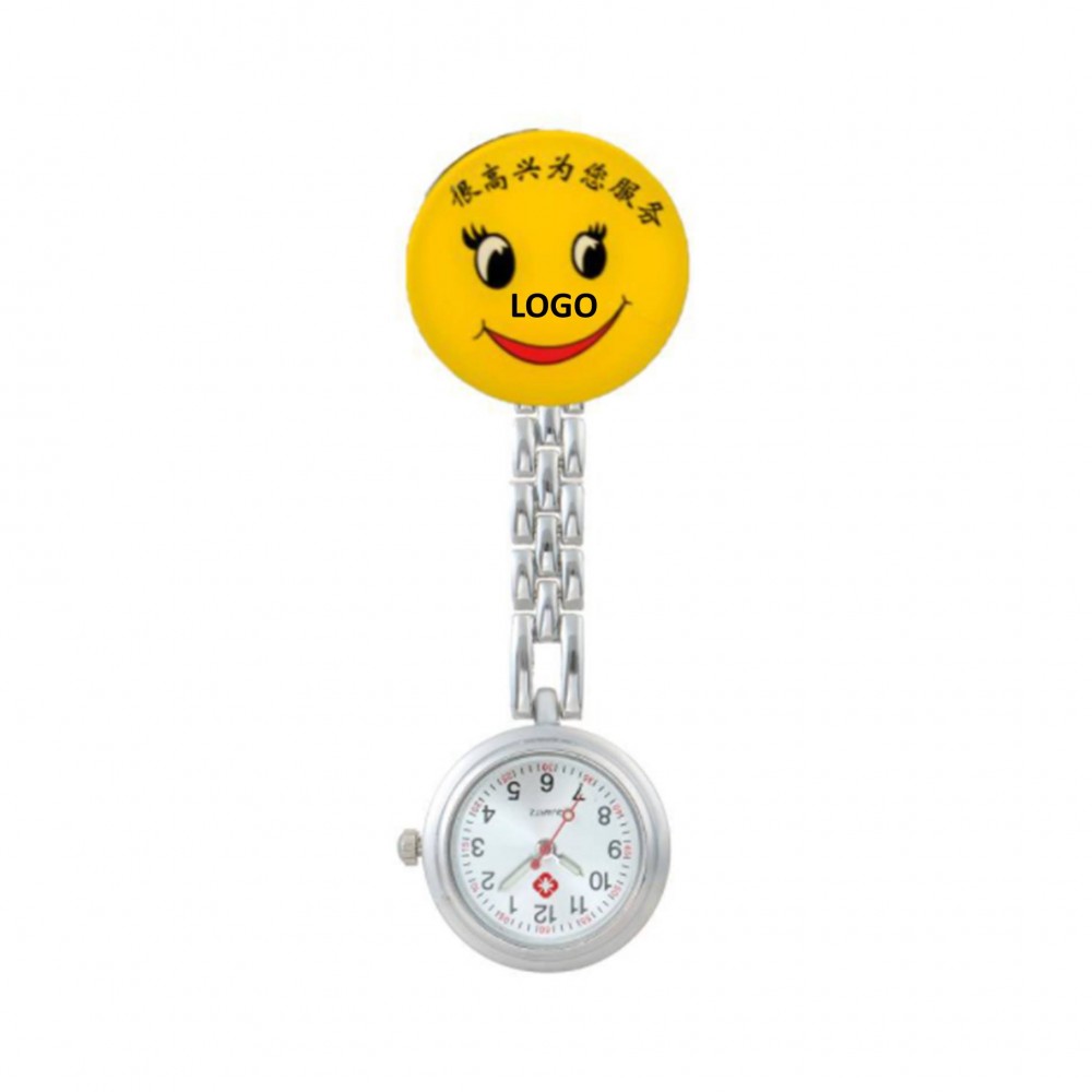 Custom Imprinted Medical Pocket Alloy Smile Face Nurse Watch