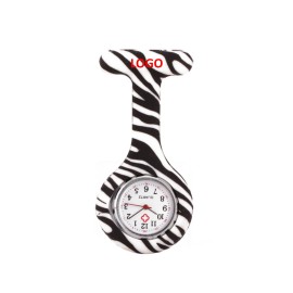 Zebra Pattern Pocket Silicone Clip Nurse Watch Custom Imprinted