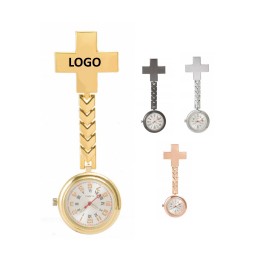 Cross Shape Alloy Pocket Clip Nurse Watch Custom Imprinted