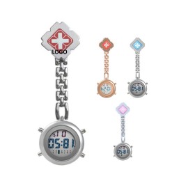 Logo Printed Metal Digital Display Brooch Nurse Watch