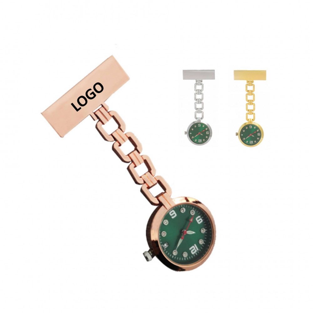 Luminous Alloy Green Dial Pocket Nurse Watch Logo Printed