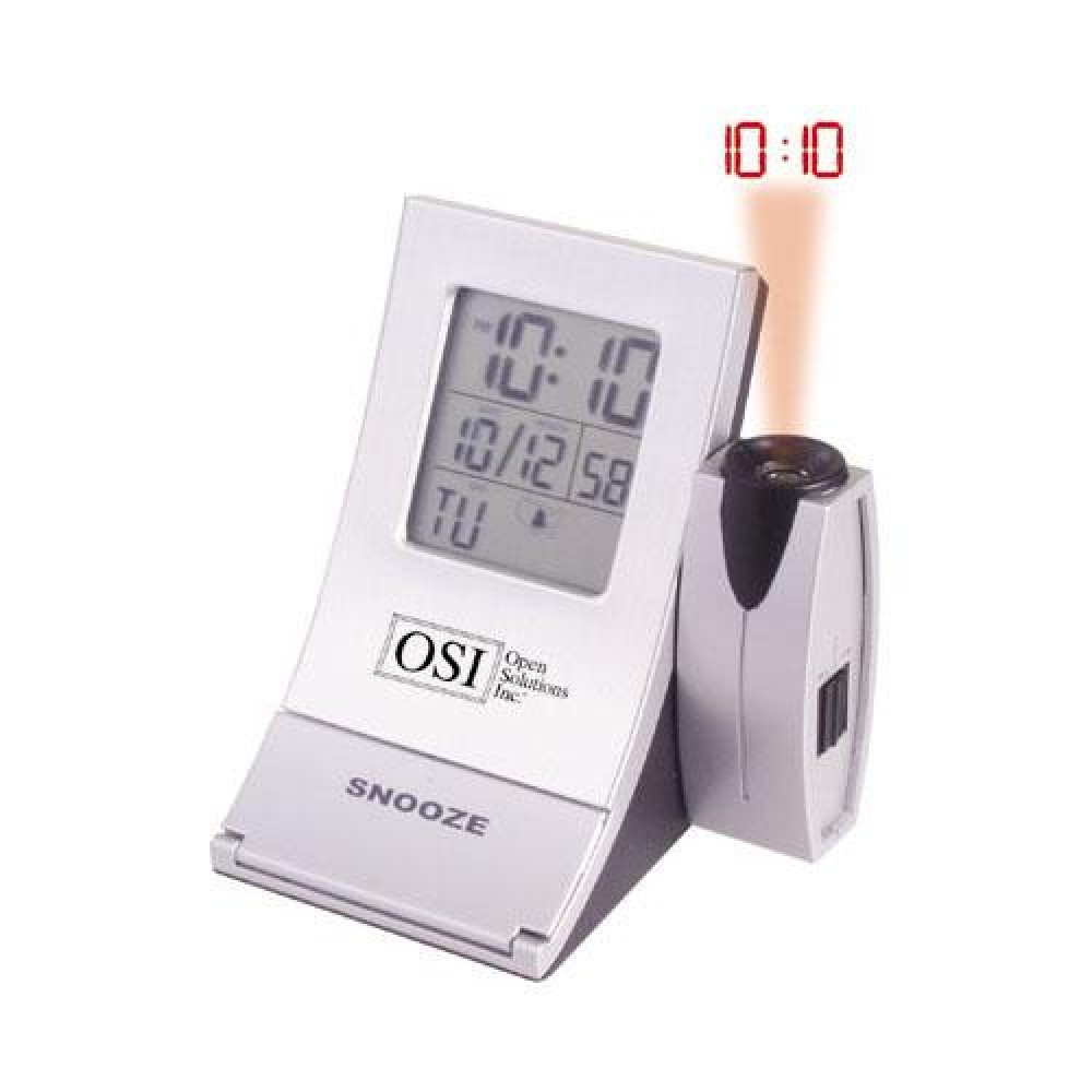 Custom Imprinted Radio Controlled Aluminum Projector Alarm Clock Custom Imprinted Radio Controlled Aluminum Projector Alarm Clock
