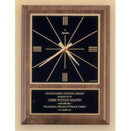 American Walnut Vertical Wall Clock with Square Face 9 x 12" Custom Imprinted