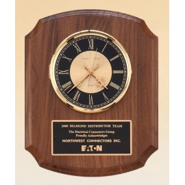 American Walnut Vertical Wall Clock 10 1/2 x 13" Branded
