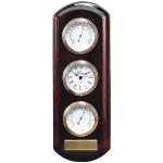 Custom Printed Wall Clock and Weather Station, Rosewood Piano Finish, 4-1/2"x13"