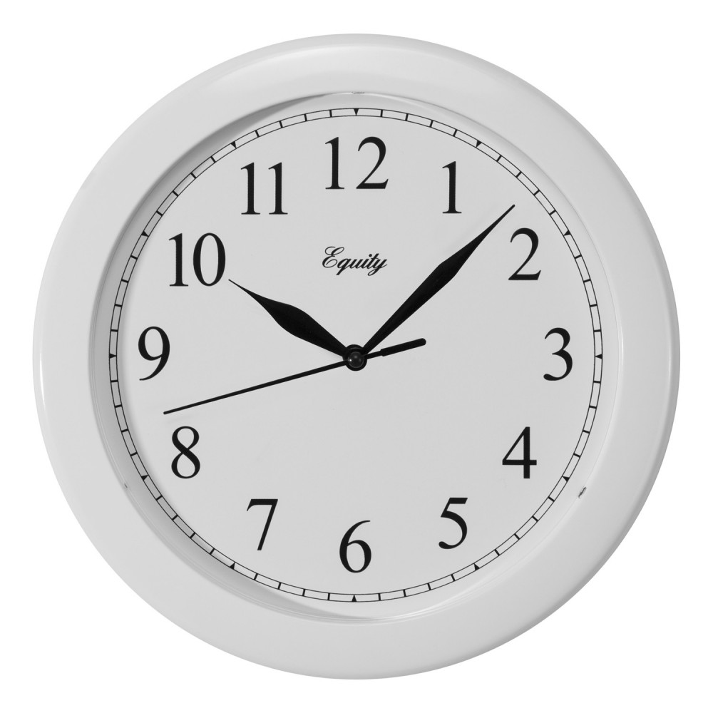 10" Equity by La Crosse Technology White Quartz Desk Clock Logo Printed