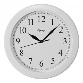 10" Equity by La Crosse Technology White Quartz Desk Clock Logo Printed