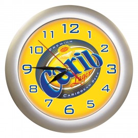 Clock - Silver Wall Clock Full Color Dial Custom Imprinted  Clock - Silver Wall Clock Full Color Dial Custom Imprinted