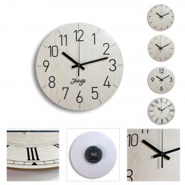 Wood Round Wall Clock Logo Printed  Wood Round Wall Clock Logo Printed