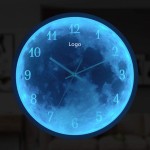 LED Night Light Wall Clock with Voice and Light Control Functions Round Silent Clock Branded
