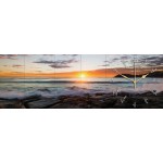 WALL CLOCK - Manly Sunrise wooden wall clock 8x24 by Scott Barlow. Panoramic art clock Custom Imprinted