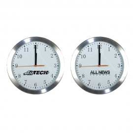 Logo Printed 10inch Aluminum Frame & Glass Wall Clock w/4 Color Process Printing (CMYK)  Logo Printed 10inch Aluminum Frame & Glass Wall Clock w/4 Color Process Printing (CMYK)