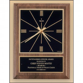 Walnut Vertical Wall Clock with Square Face (9"x12") Logo Printed