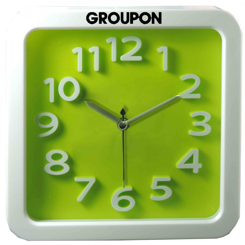 Custom Printed Large Retro Look Analog Alarm Clock (Lime Green)