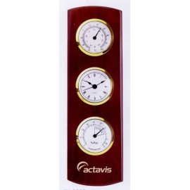 Wooden Wall Weather Station Clock Branded Wooden Wall Weather Station Clock Branded