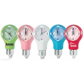 Light Bulb Wall Clock w/Auto Light Sensor Logo Printed