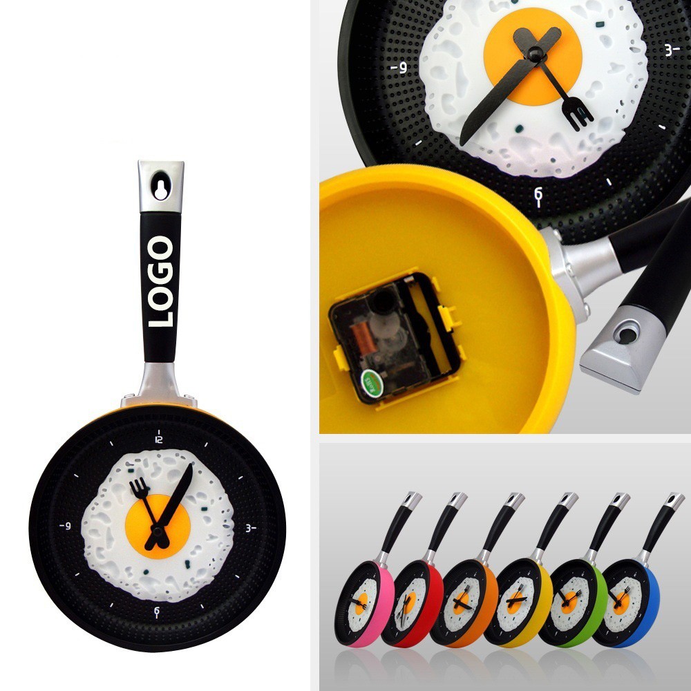 Creative Omelette Pan Wall Clock Custom Imprinted