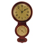 Round Wood Wall Clock w/Barometer Branded