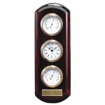 Rosewood Thermometer/Clock/Hygrometer Wall Mount Branded